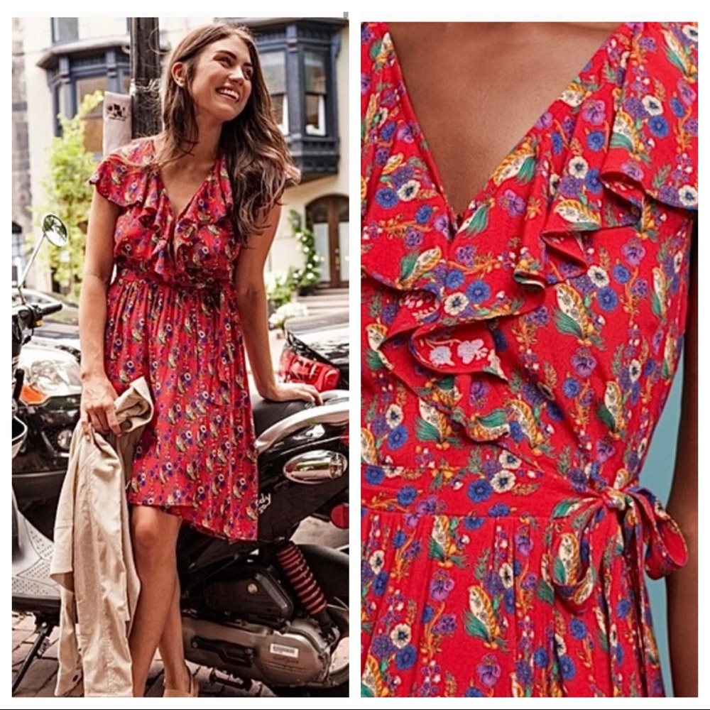 Maeve Rosalia Floral Faux Wrap Dress